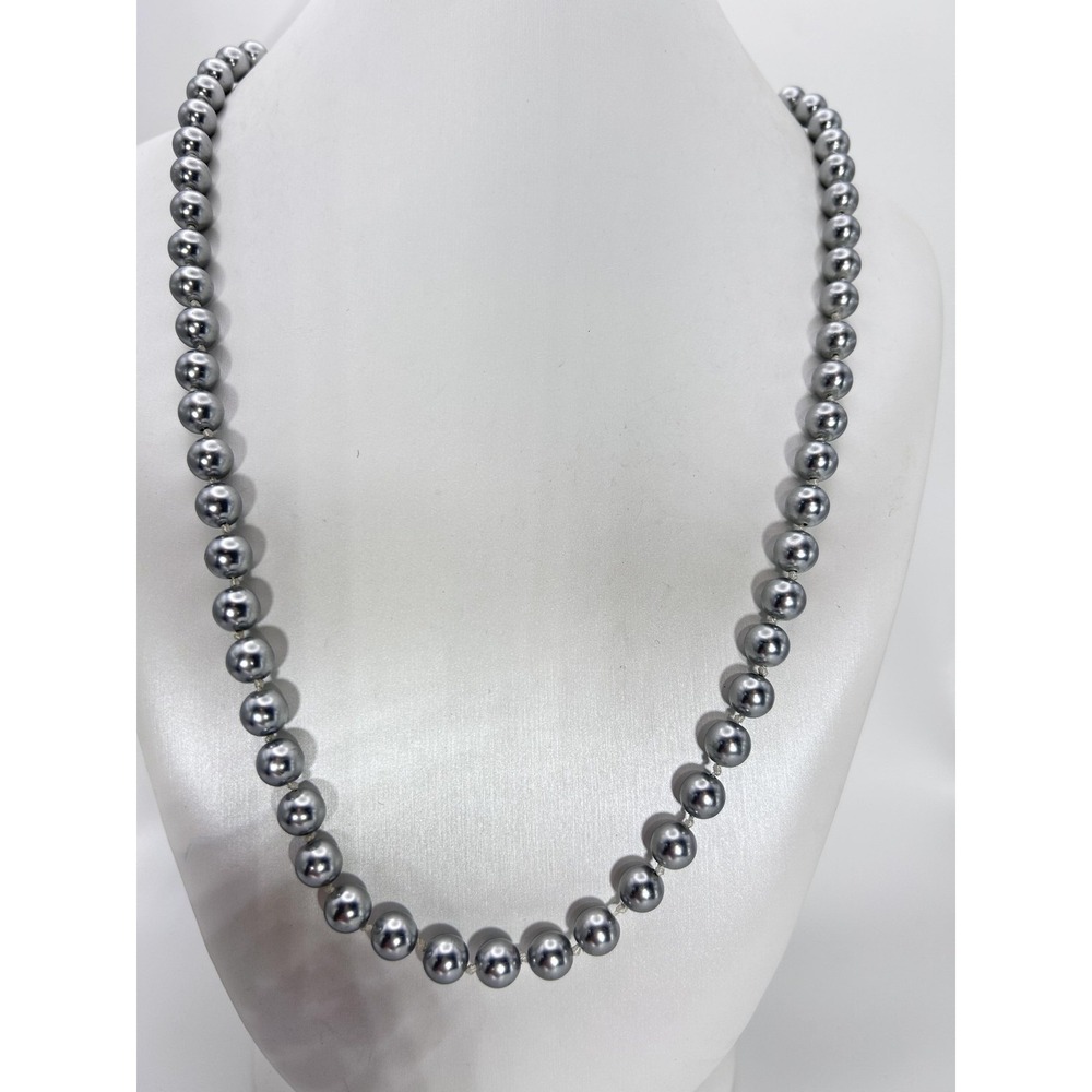 Necklace Silver Genuine Beaded Imitation Pearl Single Strand Statement Fashion